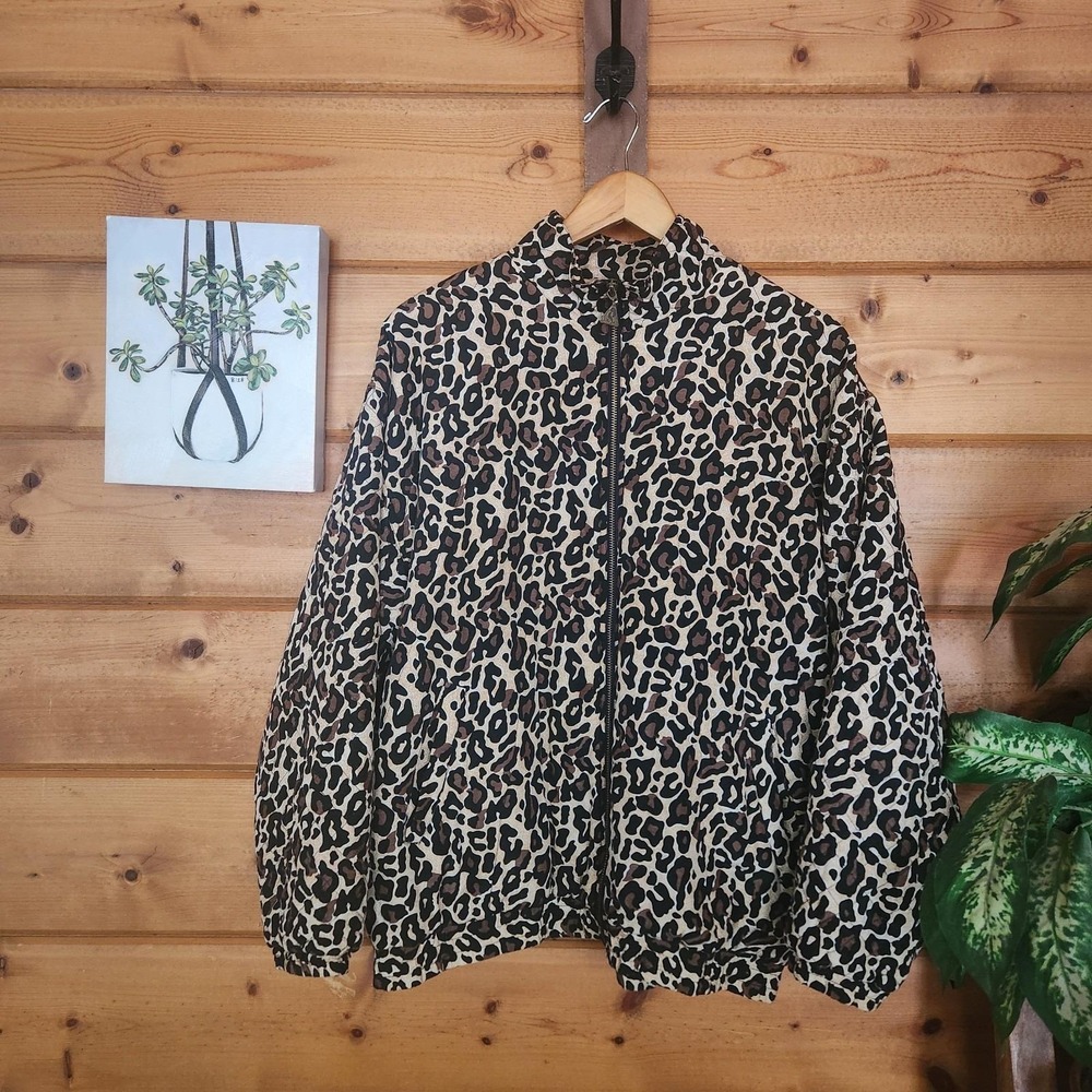 Vintage 80s Euro Joy Silk Blend Animal Print Windbreaker Bomber Jacket HTF Sz M